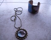 Tenderness-jewelry set- metal cuff bracelet and pendant
