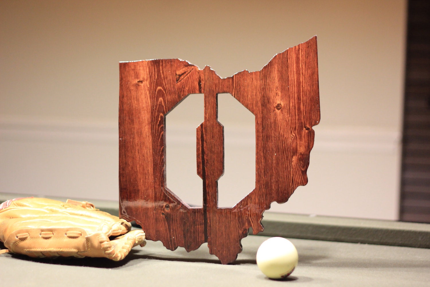 Groomsmen Gift -  Ohio State  with an O cutout  Wall Art 13 inch