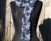 Chunky hand knitted blue scarf