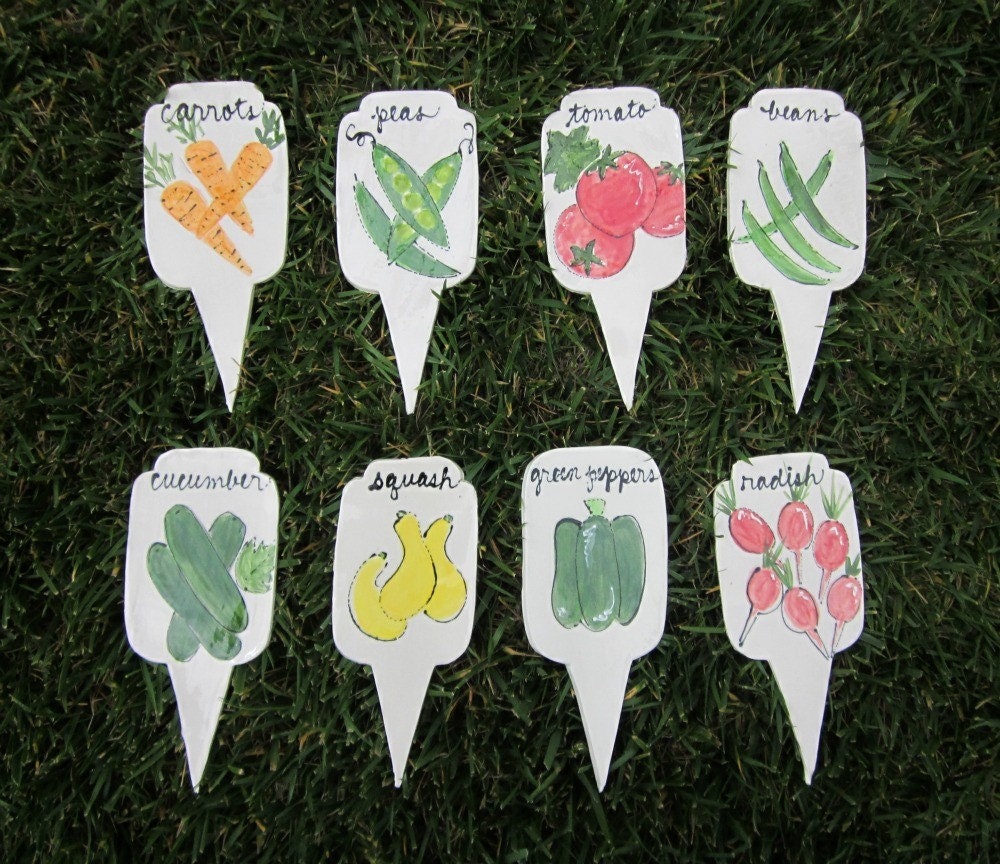 Adorable Ceramic Vegetable Garden Marker