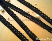 Black Lace Applique -3 Yards Black Roman Revival Lace Trim