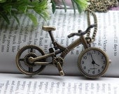 Pretty retro copper bicycle bike handle bar can move pocket watch necklace pendant