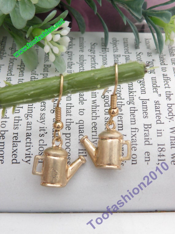 Pretty retro gold 3d water kettle earrings pendant vintage style