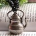 Pretty retro silver 3d three-dimensional wine pot kettle bottle with adjustable rope necklace pendant jewelry vintage style