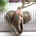 Pretty retro copper colorful glaze indian elephant head with purple crystals eyes necklace pendant jewelry vintage style