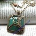 Luxury retro copper hollow carved Crane flowers with green stone necklace pendant vintage style