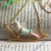 Pretty retro gold 3d colorful glaze feather bird with white eyes on branch pendant necklace vintage style