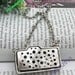 Pretty retro silver 3d camera with black glaze necklace pendant jewelry vintage style