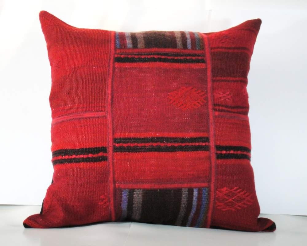 Antique Natural Colored Patchwork Kilim Pillow Cover - 20x20 inch