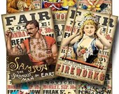 Fun Fair  Digital Collage Sheet Instant Download for Card Paper Crafts Journal Decoupage Original Whimsical Altered Art by GalleryCat CS60