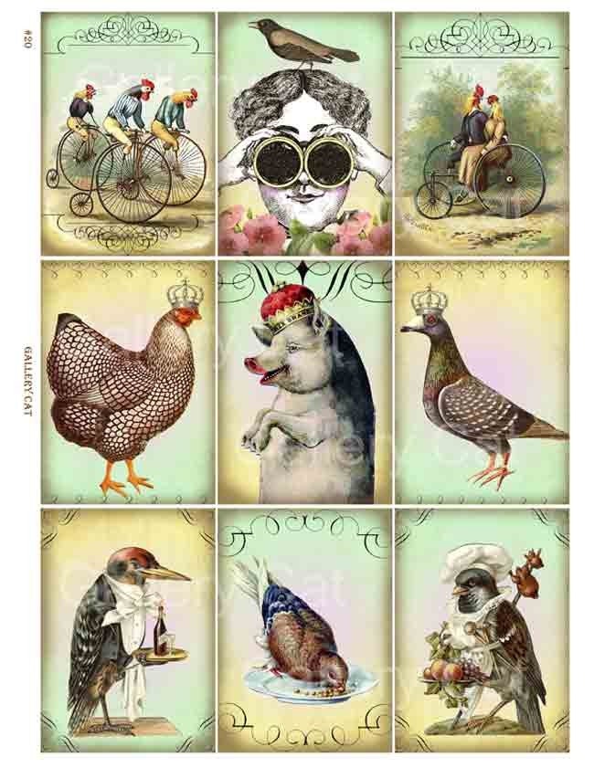 Vintage Whimsy Digital Collage Sheet Instant Download for Paper Crafts Decoupage Original Whimsical Altered Art by GalleryCat CS20