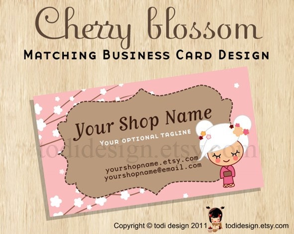 Business Card design to match Cherry Blossom Premade shop set Il_170x135