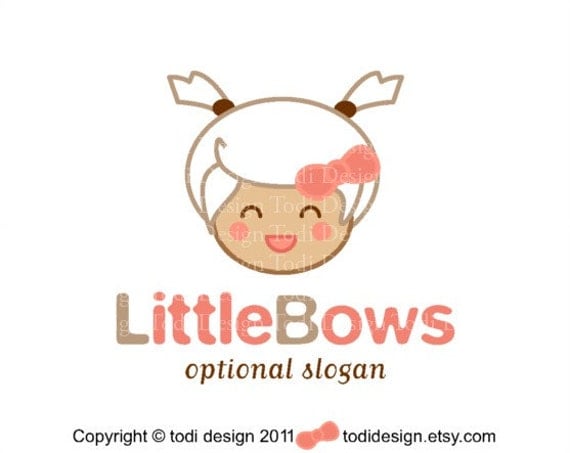 Character illustrated Premade Logo design- Little Bows Il_570xn