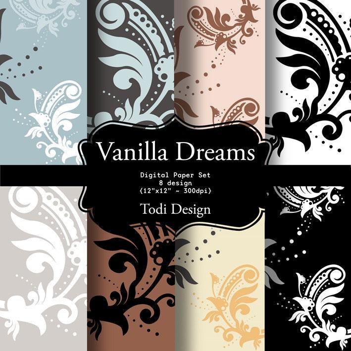 Vanilla Dreams - I N S T A N T • D O W N L O A D Digital Paper Set Il_570xn