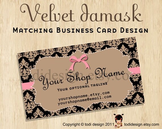 Business Card design to match Velvet Damask Premade shop set Il_570xn