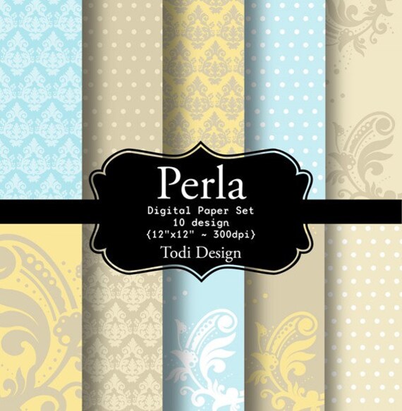 Perla- INSTANT DOWNLOAD Digital Paper Set Il_570xn