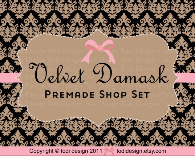 Velvet Damask- Premade Etsy Shop Banner set Il_570xn
