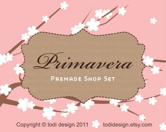 Primavera- Mini Premade Etsy Shop Banner set Il_570xn