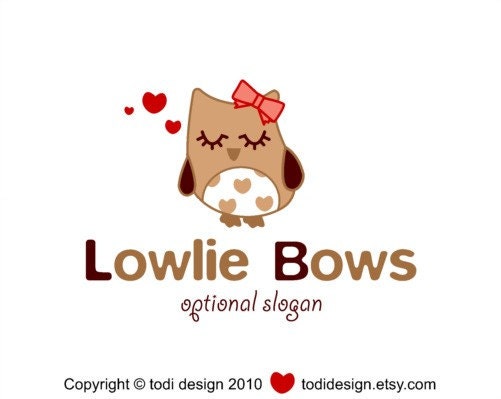 OOAK Premade Character Illustrated Logo Design - Lowlie Bows Il_570xn