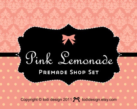 Premade Etsy Shop Banner set - Pink Lemonade Il_570xn