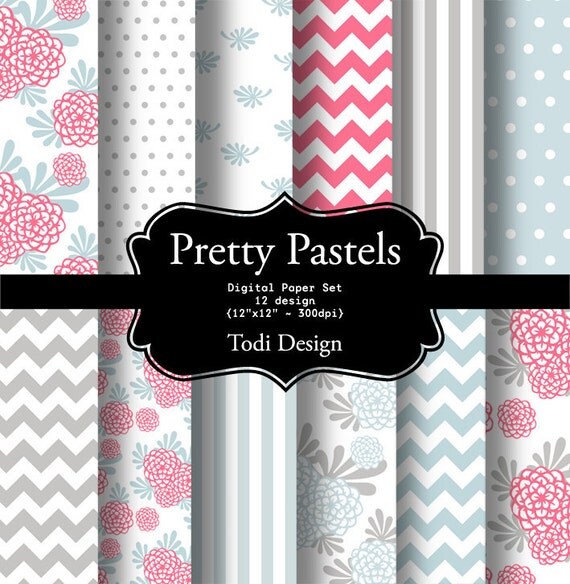 Pretty Pastels- INSTANT DOWNLOAD Digital Paper Set Il_570xn