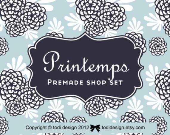 Printemps- Premade Etsy Shop Banner set Il_570xn