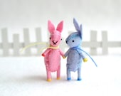 Mini Spring Bunny - blue miniature pastel felt rabbit by mountroyalmint