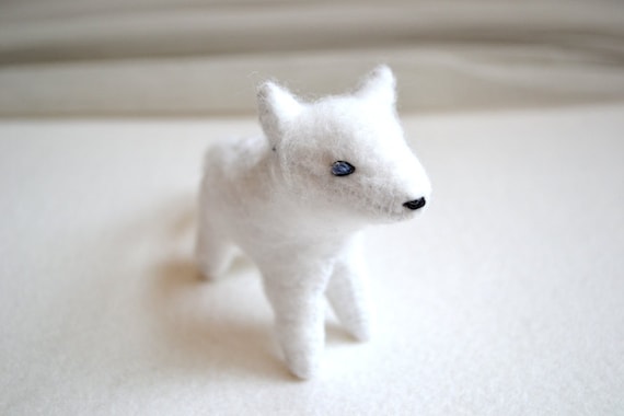all white arctic fox - felt fox plush by royalmint