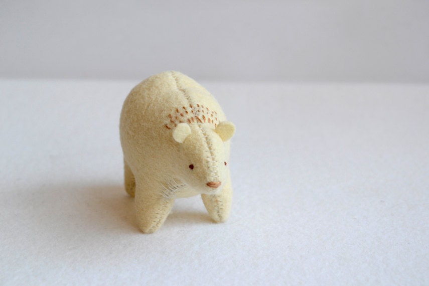 natural spirit bear - felt bear soft sculpture by royalmint