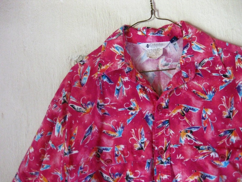 Columbia Fishing Vintage Shirt Mens Large Made in USA