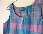 Plaid Madras Cotton Vintage Tank Top Womens Medium