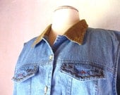 Denim Southwestern Embroidered Vintage Vest Womens Extra Large