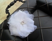 Liza - white or ivory silk organza and fabric hairpiece finished with french veiling and swarovski crystals and pearls