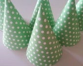SPRING GREEN Polka Dot Party Hats (Set of 5)