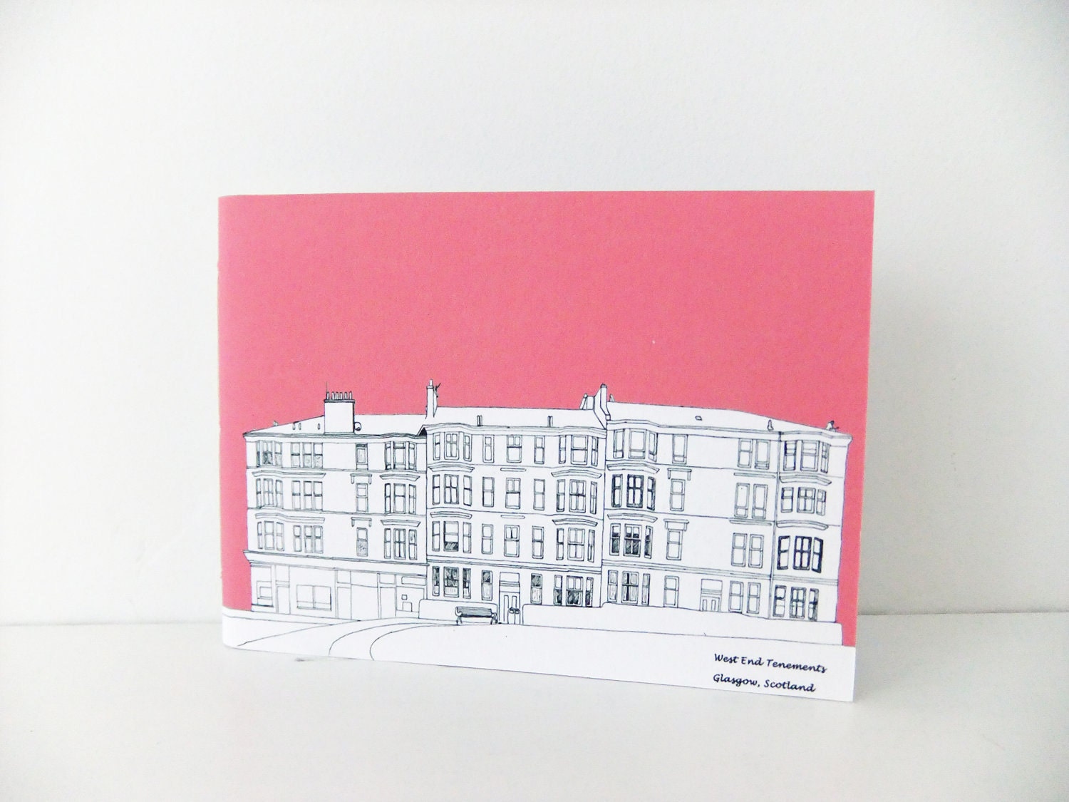 Small Glasgow journal - deep pink - Glasgow West End tenement