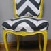 Yellow & Charcoal Chevron French Provincial Side Chair