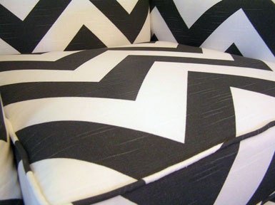 RESERVED FOR KISHANNA - Charcoal Gray and White Chevron Patterned Wingback Chair & Custom Pillow