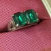 Vintage Faux Emerald Sterling Ring Size 4 Victorian Edwardian Downton Abbey Style