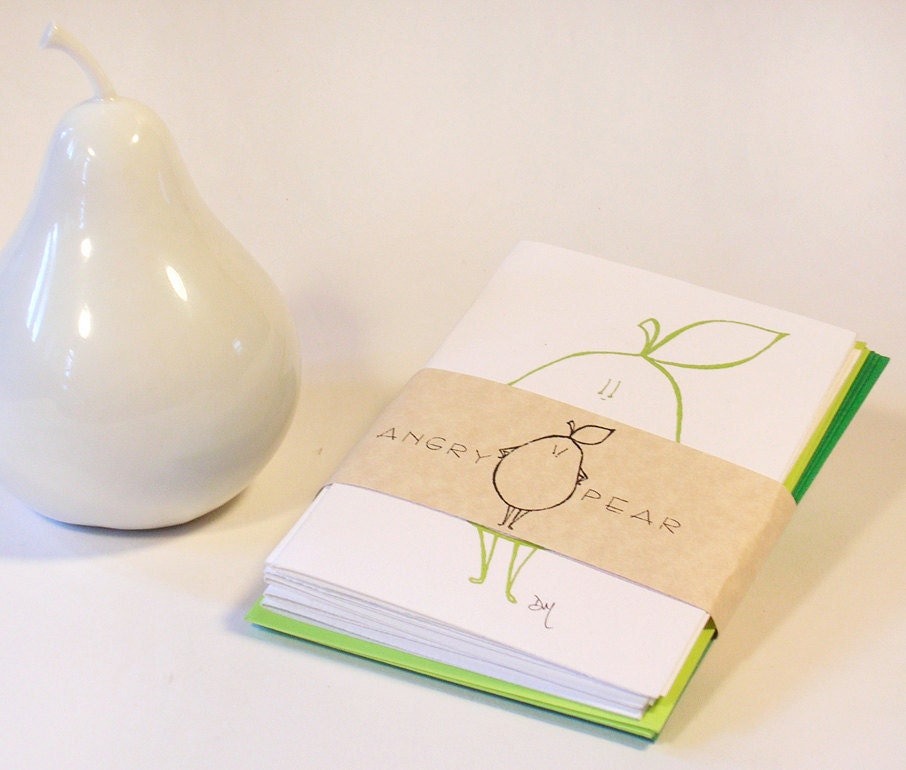 Pear blank note card - set of 6 (color)