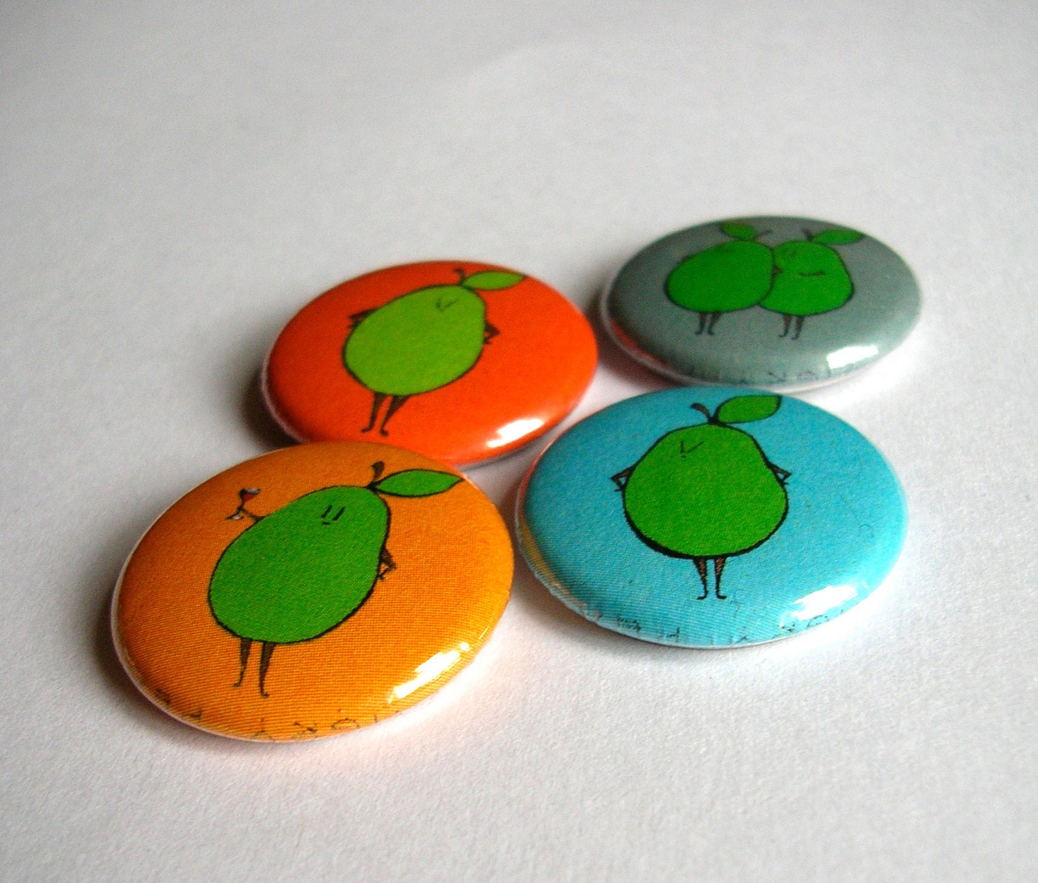 Funny, Angry Pear button set of 4