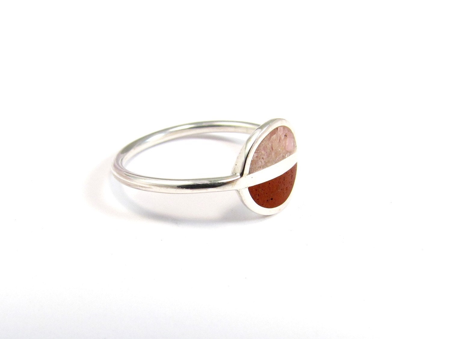 Sterling Silver Ring -  Saturn - Pink and Red