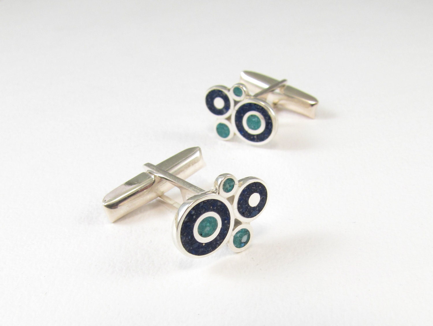 Sky and Sea - Colorful Bubbles - Sterling Silver Cufflinks
