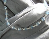 Basically Beaded Silver and Ice Blue Faceted Bead Necklace - Handmade by Rewondered D225N-00206