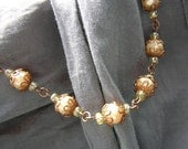 Steampunk/Vintage Style Copper and Distressed Pearls Upcycled Necklace - Handmade by Rewondered D225N-00350