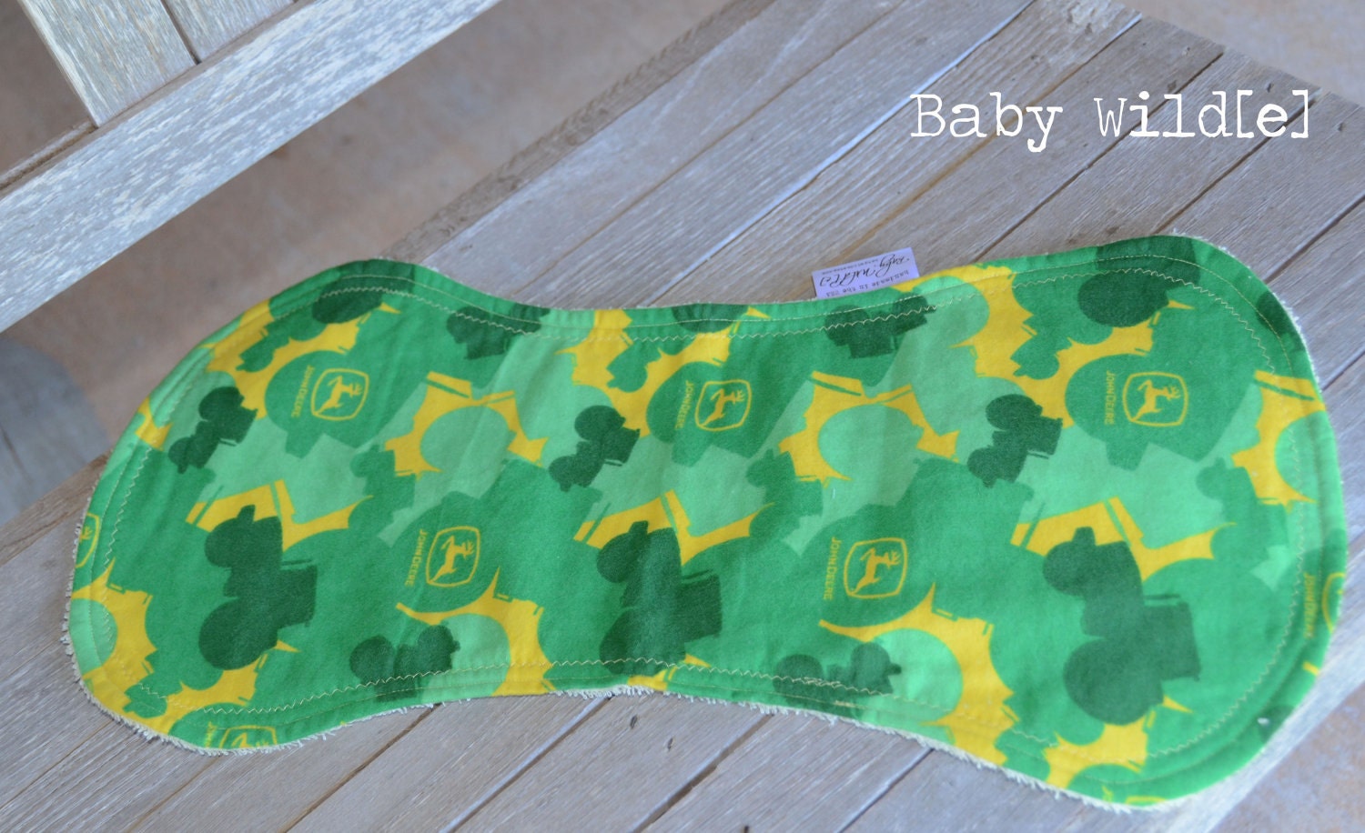 Contour Burp Rag Terry Cloth and Flannel John Deere Green Yellow - Tractor Camo