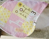 Contour Burp Rag Terry Cloth and Flannel Pink Yellow Giraffe Blocks - Little Cutie
