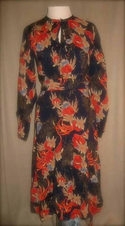 Flowy, Vintage Cotton Blend Dress