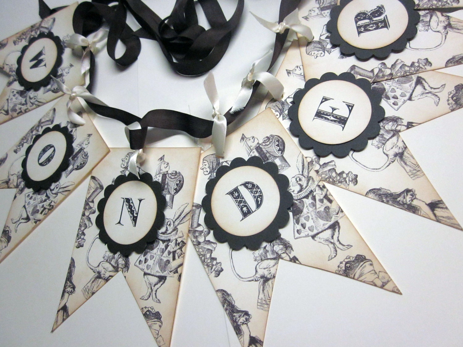 Alice in Wonderland Banner/Garland- Vintage Appearance (customization available)