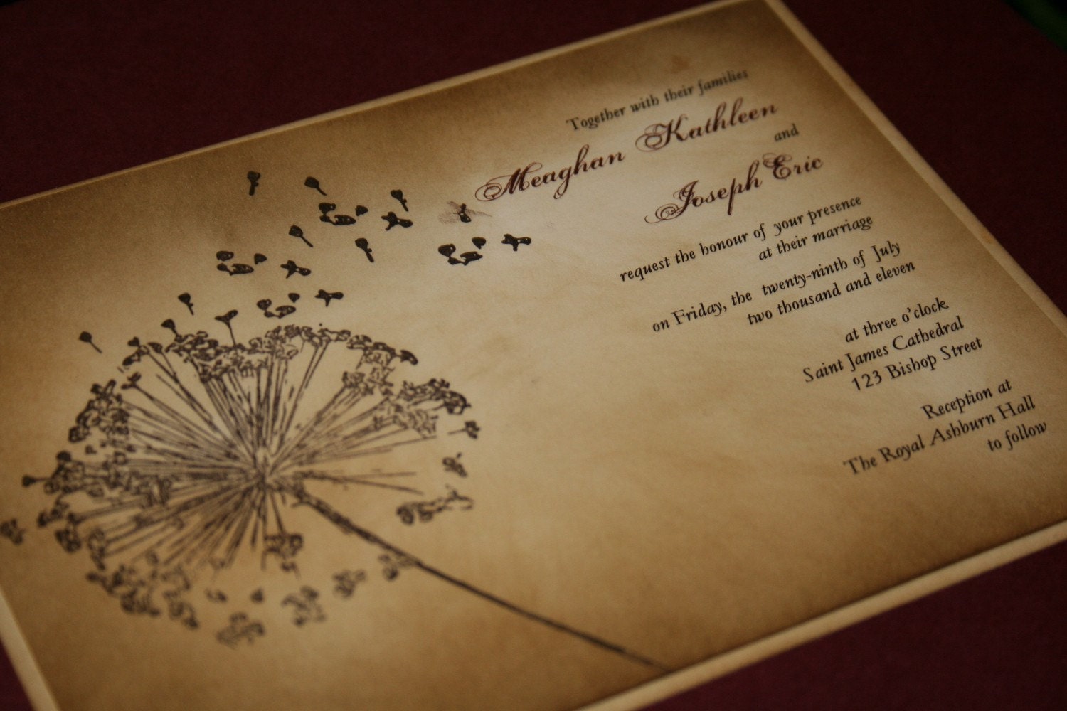 Meaghan Collection - Dandelion Wish Vintage Wedding Invitation Suite - by anista designs