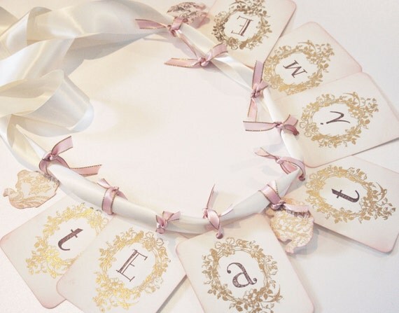 Wedding Thank you Banner for showers/weddings - Gold- Vintage Appearance (customization available) - as seen on Style Me Pretty